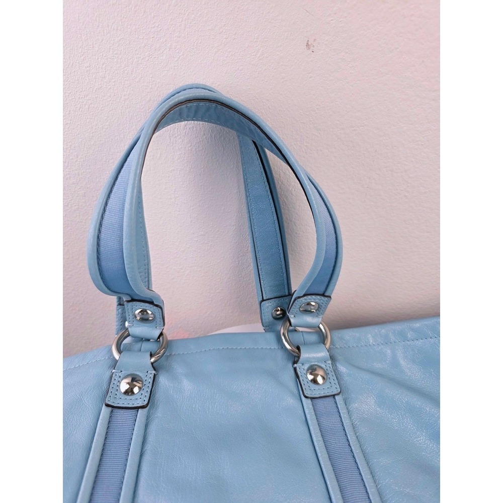 Coach Poppy Spotlight Tote Light Blue Leather Bag Silver Hardware 14564 - Picture 8 of 16